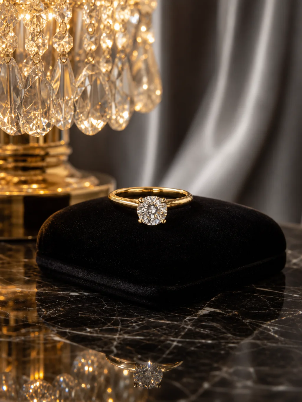 Artisanal diamond engagement ring and wedding band set