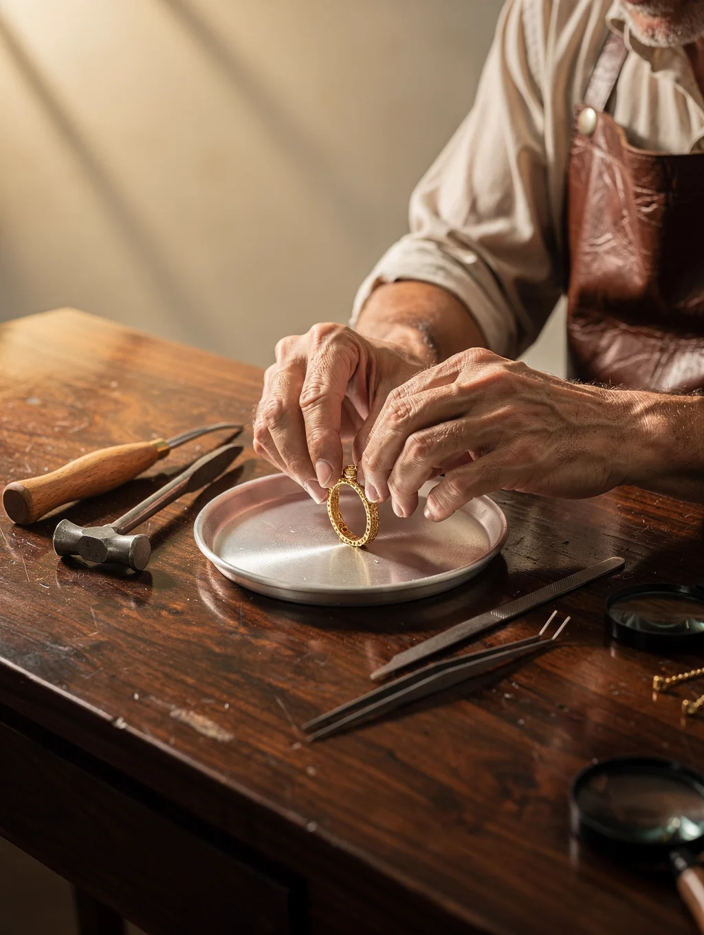 Artisan jeweler crafting fine jewellery